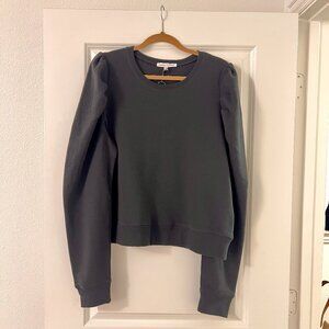 Rebecca Minkoff Black Puff Shoulder Sweatshirt, Soft Fleece, NEW